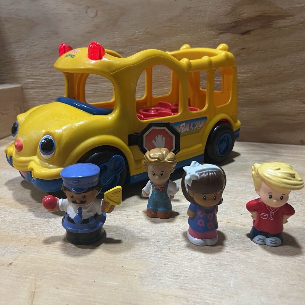 Fisher Price Little People Sit With Me School Bus Lights Sounds Work Lot 4 Figs